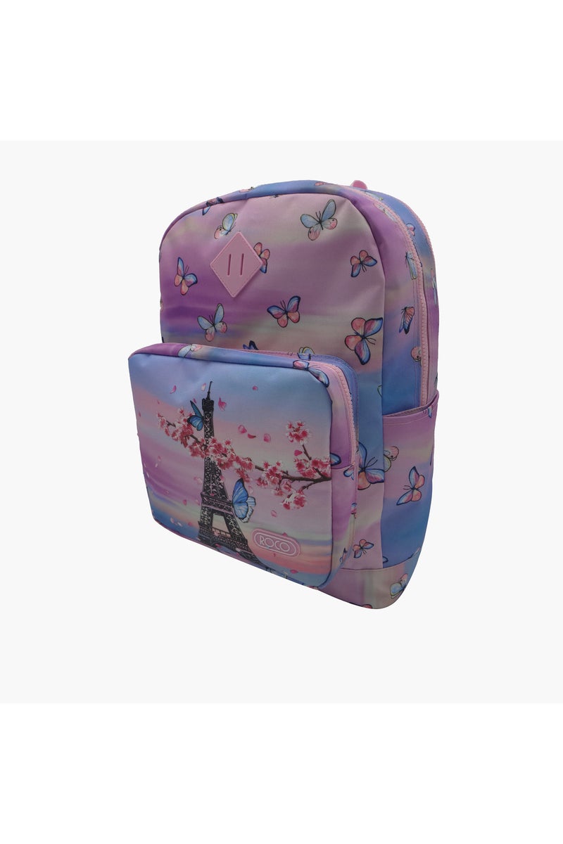 ROCO Paris Graphic Print Backpack with Pencil Pouch - 17 inches - Image 1